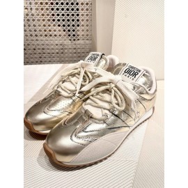 D-Sketch Sneaker - Gold-Tone Crinkled Lambskin and Laminated Calfskin
