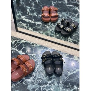 Celine Polly Wedge Mule In Calfskin