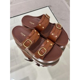 Celine Polly Wedge Mule In Calfskin