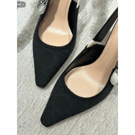 Dior J'Adior Slingback Pump - Black Technical Fabric with Cannage Motif