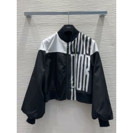 Cropped Bomber Jacket with Bishop Sleeves