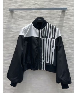 Cropped Bomber Jacket with Bishop Sleeves