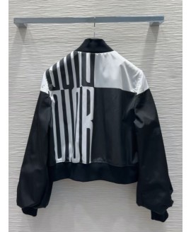 Cropped Bomber Jacket with Bishop Sleeves