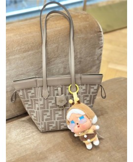 Fendi Origami Mini Dove grey denim-effect FF jacquard transformable mini-bag - Colour : Grey