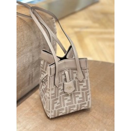 Fendi Origami Mini Dove grey denim-effect FF jacquard transformable mini-bag - Colour : Grey