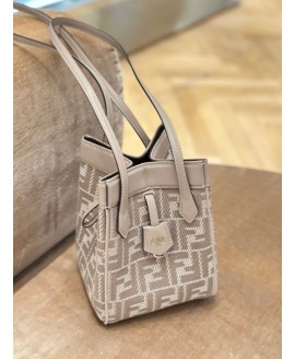 Fendi Origami Mini Dove grey denim-effect FF jacquard transformable mini-bag - Colour : Grey