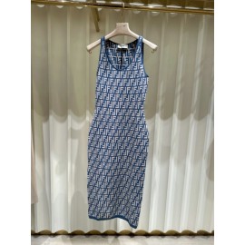Fendi Dress Blue FF Cotton Dress