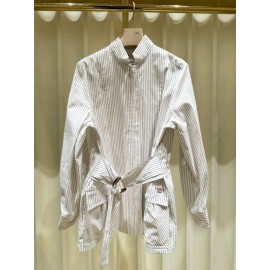 Celine Blouson White Cotton And Silk Jacket