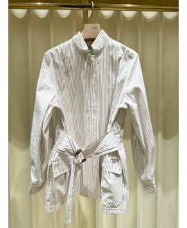 Celine Blouson White Cotton And Silk Jacket