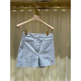 Fendi Shorts Light Blue Cotton And Silk Shorts