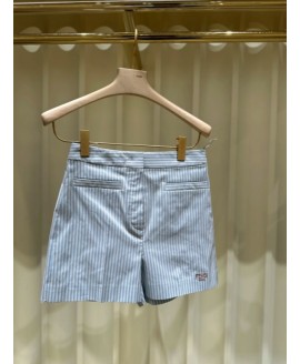 Fendi Shorts Light Blue Cotton And Silk Shorts
