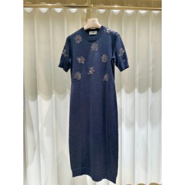 Fendi Dress Black Wool Dress With Embroideries