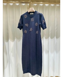 Fendi Dress Black Wool Dress With Embroideries