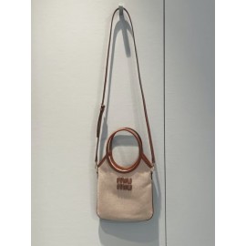 IVY Canvas And Leather Bag - Color : Beige/Brandy
