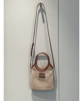 IVY Canvas And Leather Bag - Color : Beige/Brandy