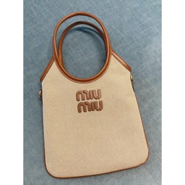 IVY Canvas And Leather Bag - Color : Beige/Brandy