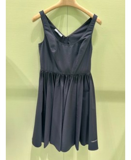 Cotton Canvas Dress - Color Navy