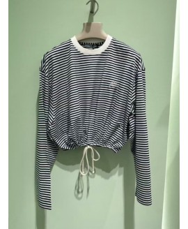 Long-Sleeved Striped Jersey T-Shirt - Color Navy