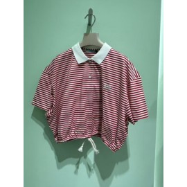 Striped Jersey Polo Shirt - Color Red