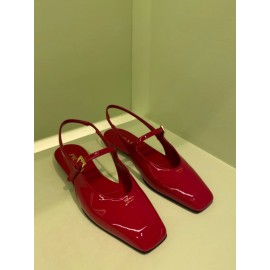 Patent Leather Slingback Ballerinas - Color : Cherry Red