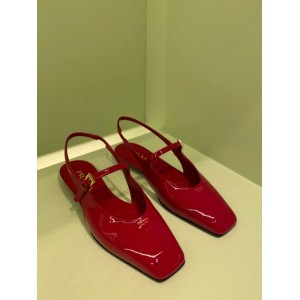 Patent Leather Slingback Ballerinas - Color : Cherry Red