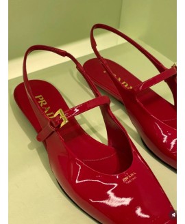 Patent Leather Slingback Ballerinas - Color : Cherry Red