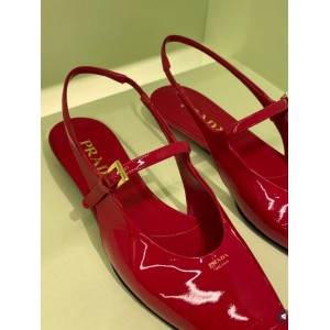 Patent Leather Slingback Ballerinas - Color : Cherry Red