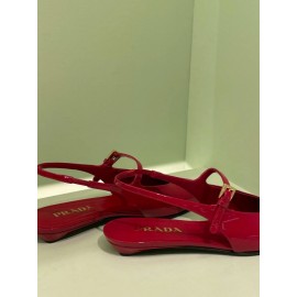 Patent Leather Slingback Ballerinas - Color : Cherry Red